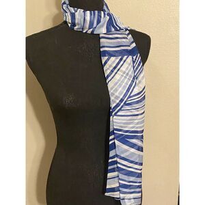 Vintage Accessory Street Abstract Blue Scarf Made‎ In Italy 15"x60" Great Cond.